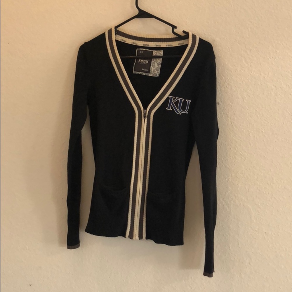 Sm Renü renu KU cheerleader sweater black zip up